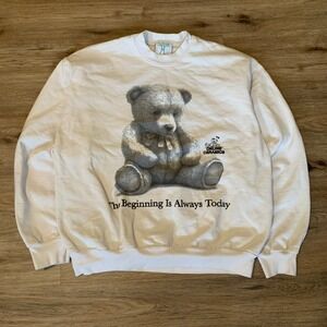 Online Ceramics The Beginning Is Always Today Teddy Bear Sweatshirt White XL